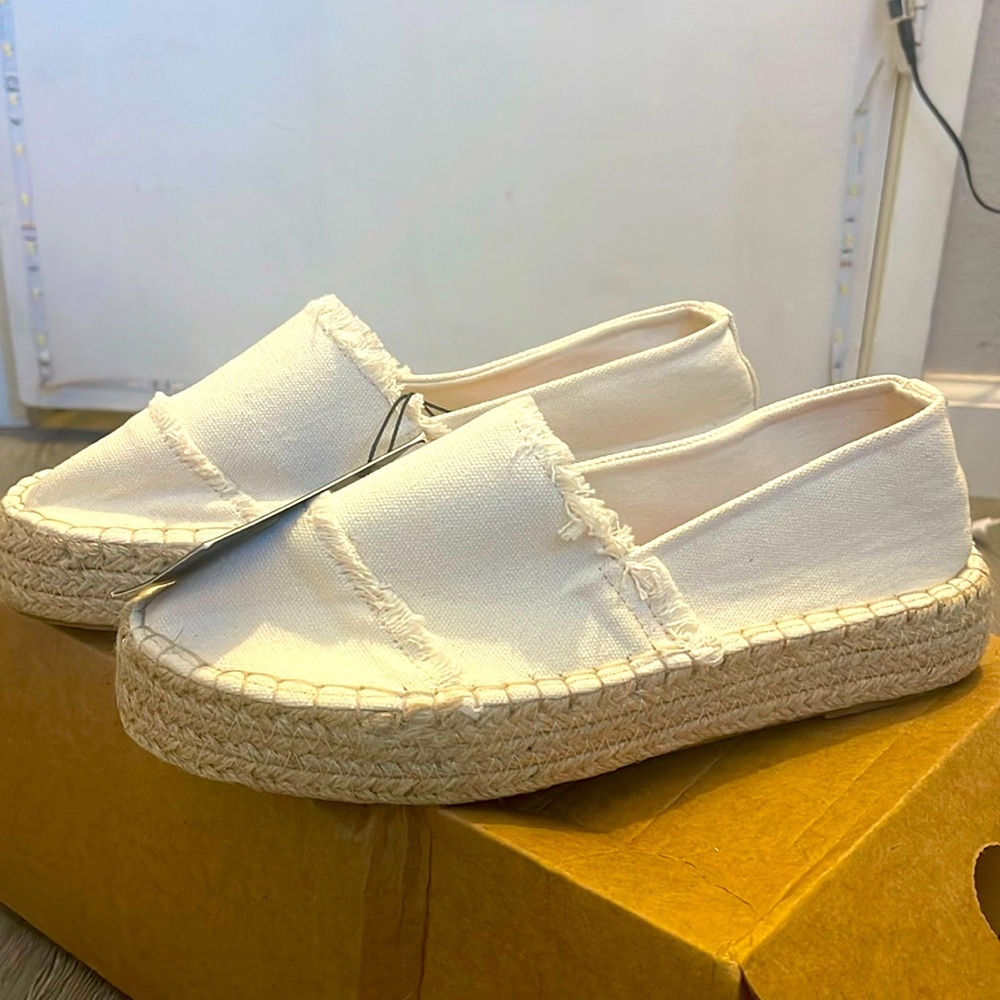 South Beach frayed espadrille in cream